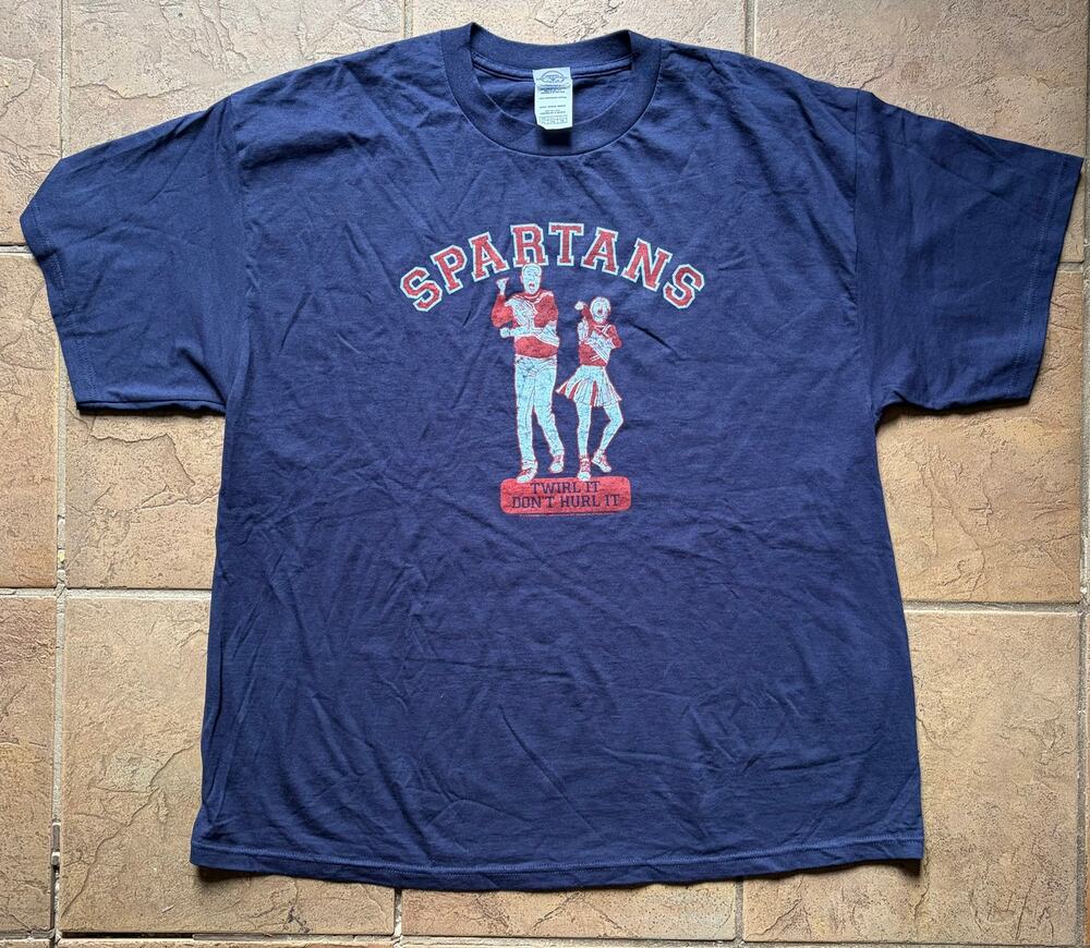 Vintage 1999 Spartans "Twirl It Don't Hurl It" T-Shirt XL NBC Universal Delta